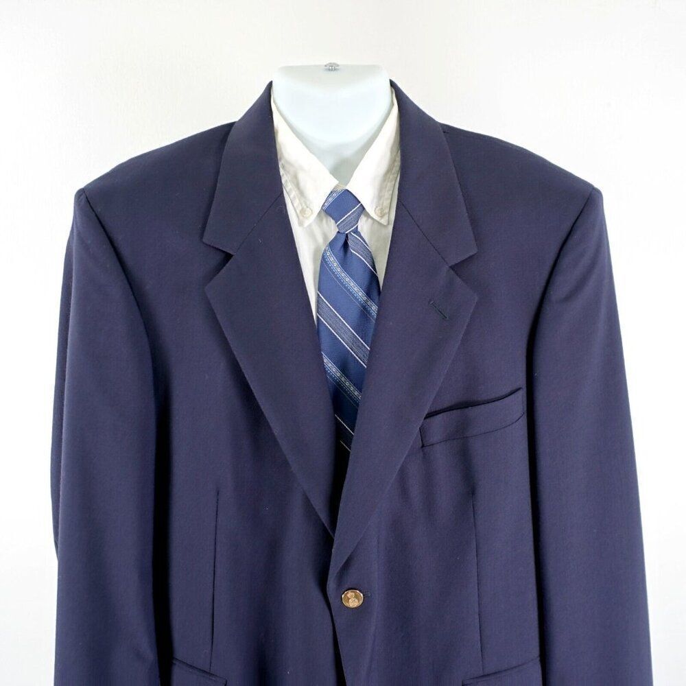 Savile Row Wool‎ Blue 2 Gold Button Blazer 44R